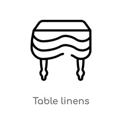 outline table linens vector icon. isolated black simple line element illustration from furniture and household concept. editable vector stroke table linens icon on white background