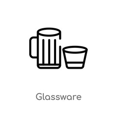 outline glassware vector icon. isolated black simple line element illustration from furniture and household concept. editable vector stroke glassware icon on white background