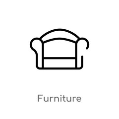 outline furniture vector icon. isolated black simple line element illustration from  concept. editable vector stroke furniture icon on white background