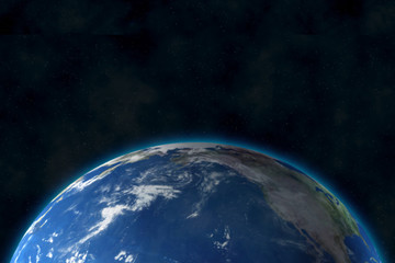 View of blue planet Earth in space. 3D rendering, elements of this image furnished by NASA