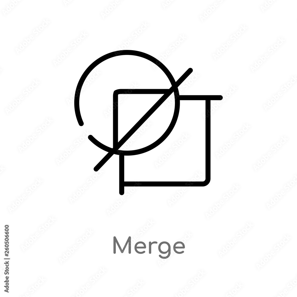 Poster outline merge vector icon. isolated black simple line element illustration from geometric figure con