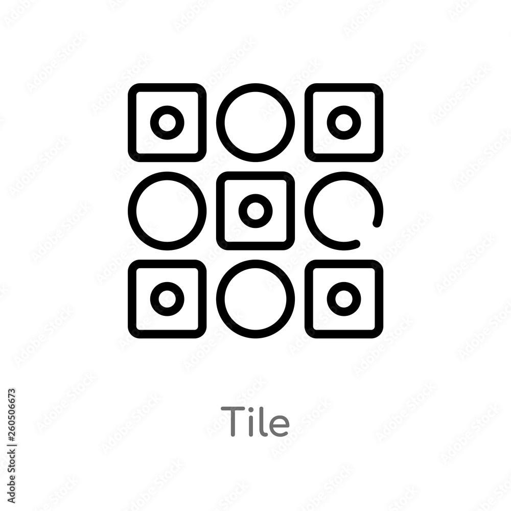 Aufkleber outline tile vector icon. isolated black simple line element illustration from geometric figure conc