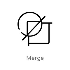 outline merge vector icon. isolated black simple line element illustration from geometric figure concept. editable vector stroke merge icon on white background