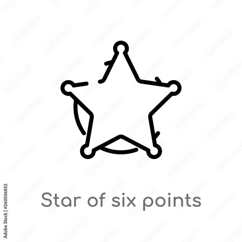Poster outline star of six points vector icon. isolated black simple line element illustration from geometr
