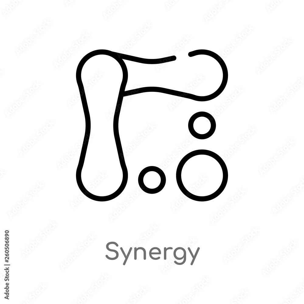 Poster outline synergy vector icon. isolated black simple line element illustration from geometry concept. 