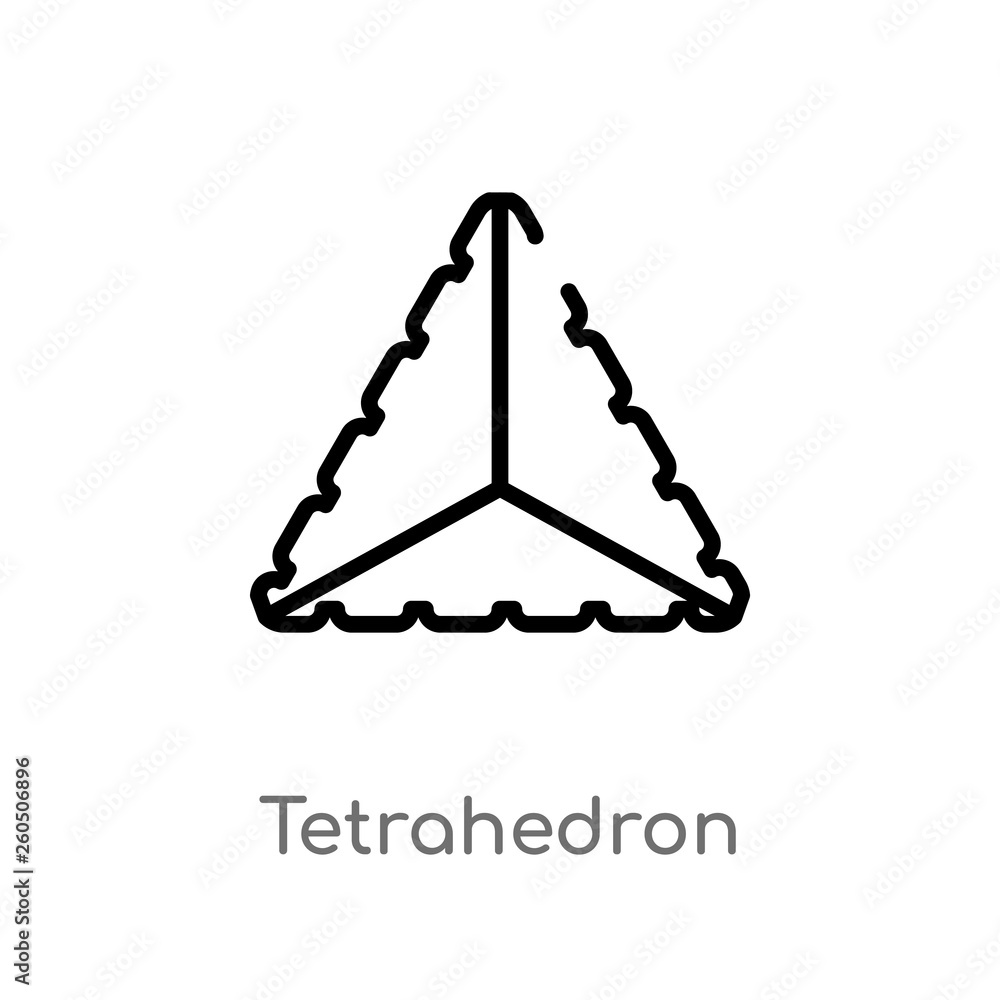 Aufkleber outline tetrahedron vector icon. isolated black simple line element illustration from geometry conce