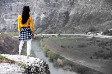 Amazing atmospheric moment. happy woman traveling. Attractive woman relaxing ioutdoor  Woman...