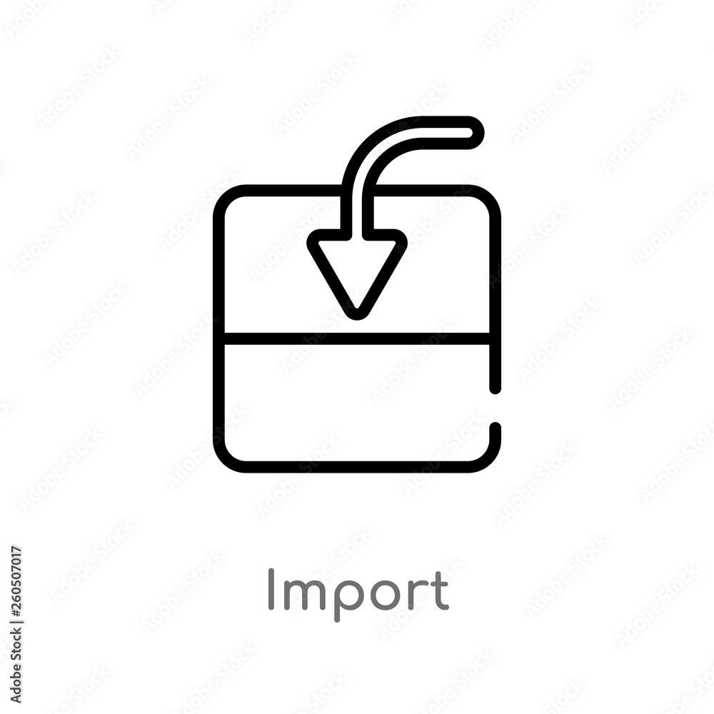 Poster outline import vector icon. isolated black simple line element illustration from geometry concept. e