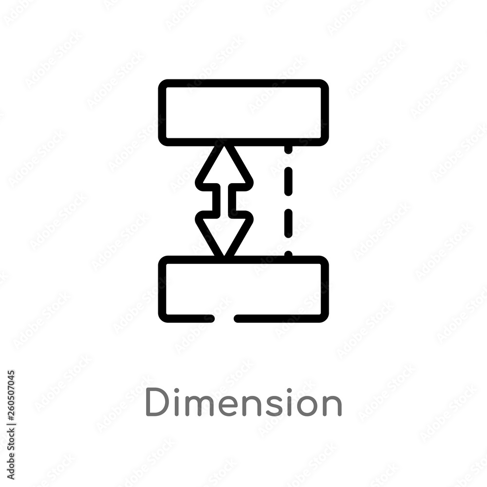 Aufkleber outline dimension vector icon. isolated black simple line element illustration from geometry concept