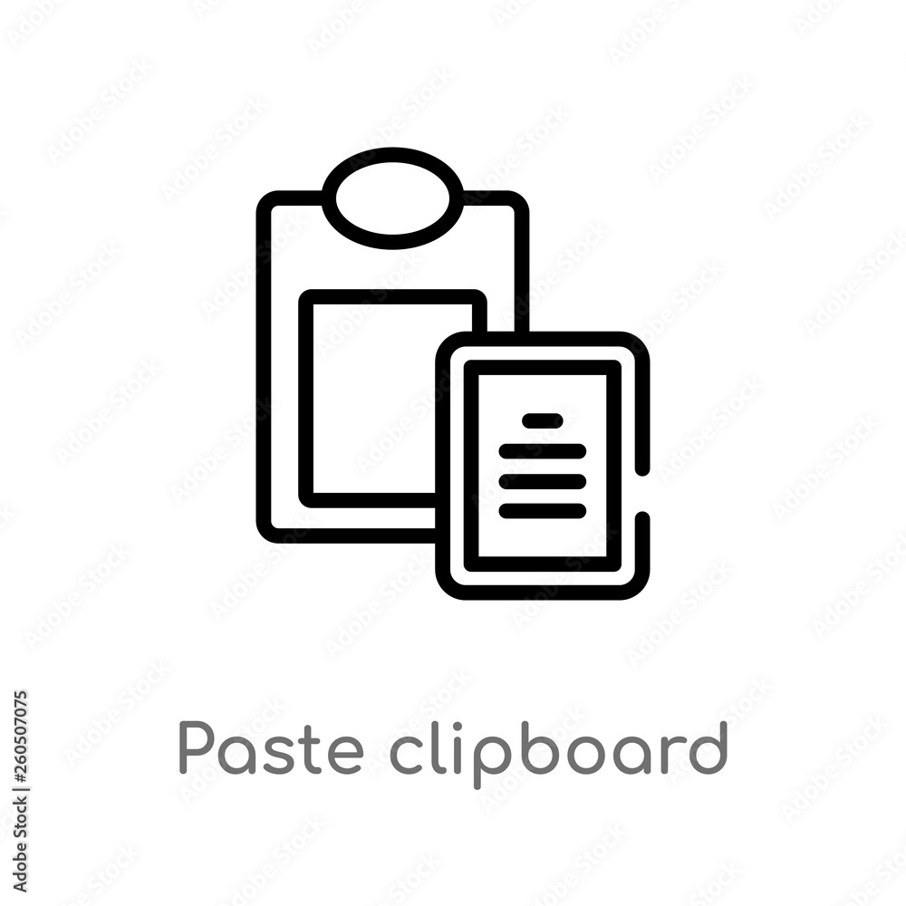 Poster outline paste clipboard vector icon. isolated black simple line element illustration from geometry c