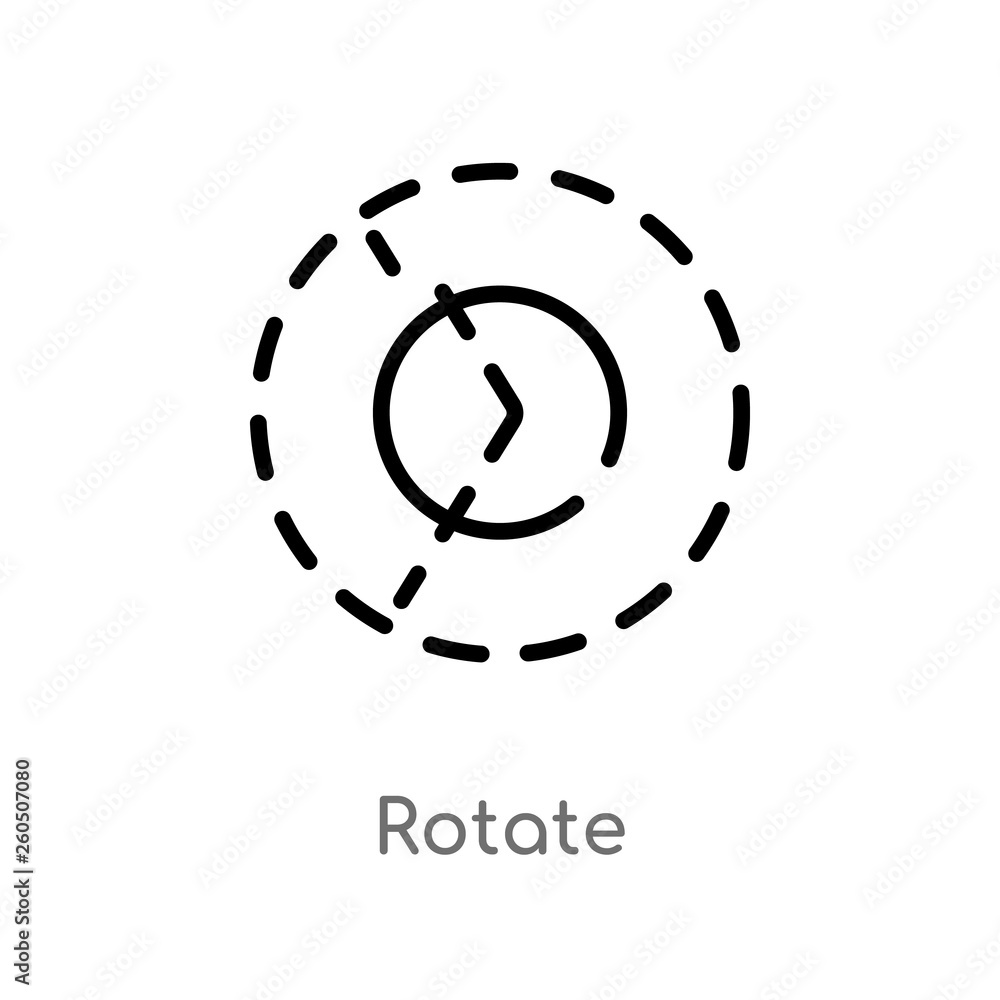 Aufkleber outline rotate vector icon. isolated black simple line element illustration from geometry concept. e