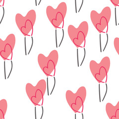 Heart-flowers seamless pattern for paper, textile printing and web backgrounds. Concept of love, gratitude, fidelity, tenderness (Mother’s Day, wedding, Valentine)
