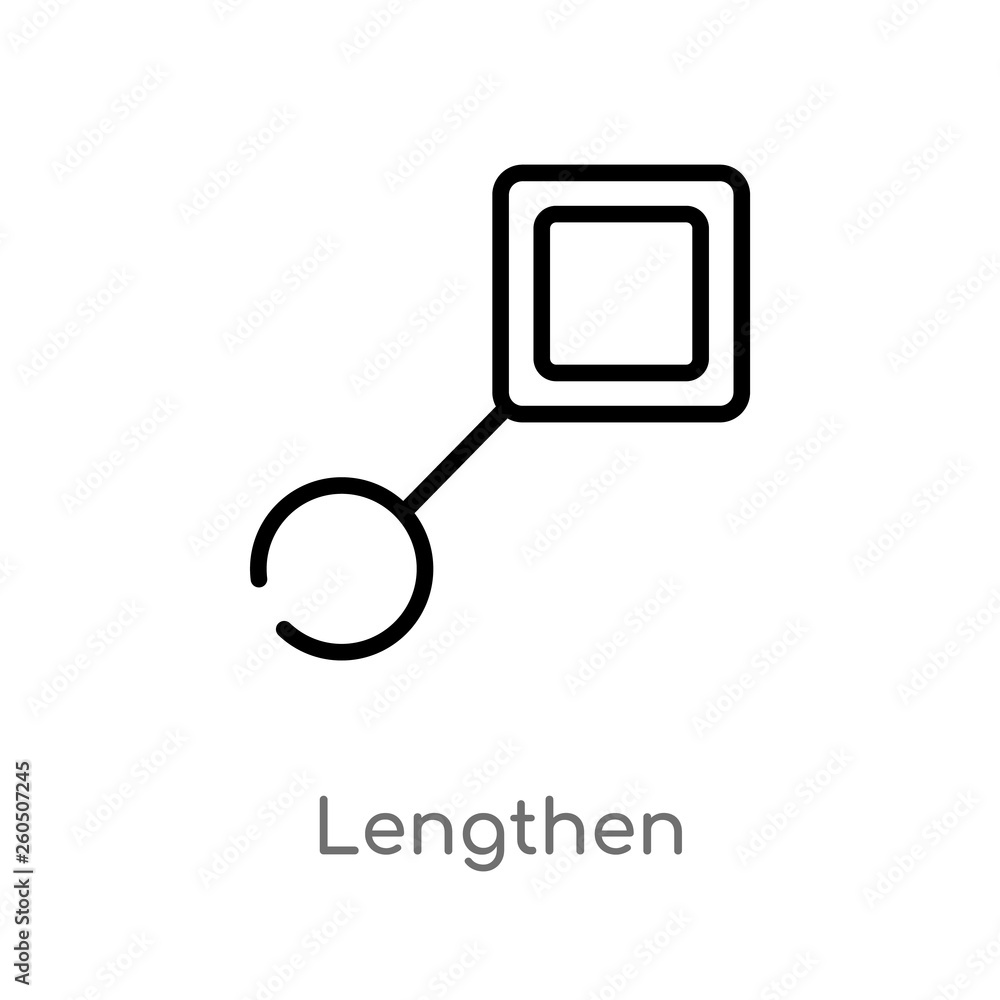 Aufkleber outline lengthen vector icon. isolated black simple line element illustration from geometry concept.