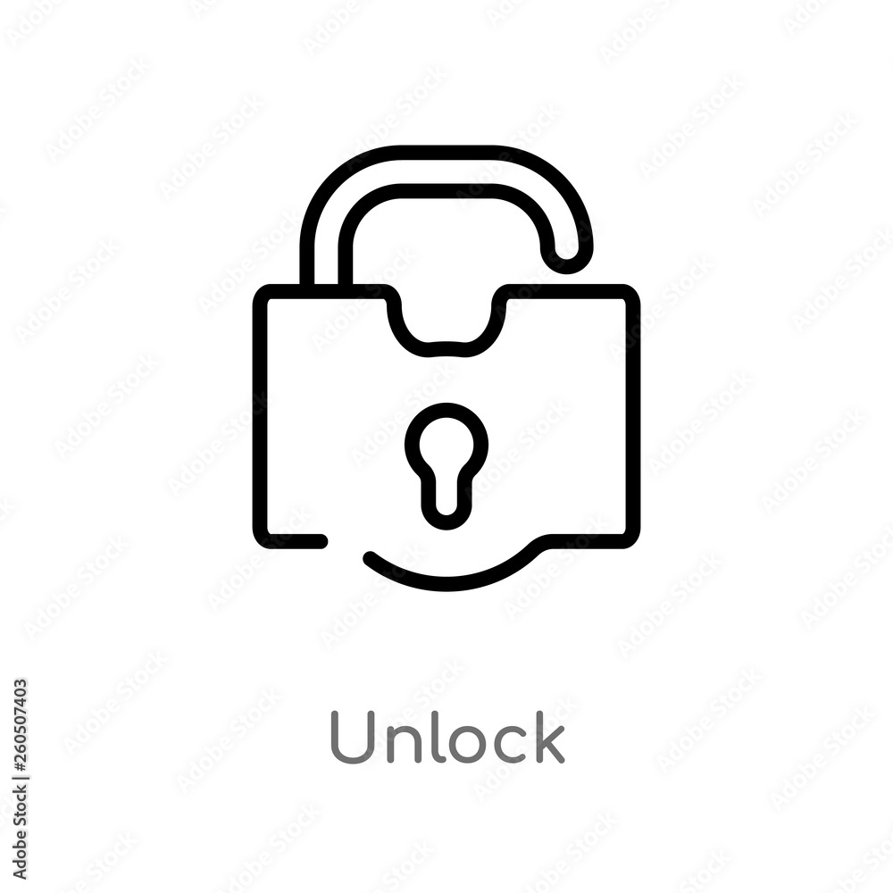 Poster outline unlock vector icon. isolated black simple line element illustration from geometry concept. e