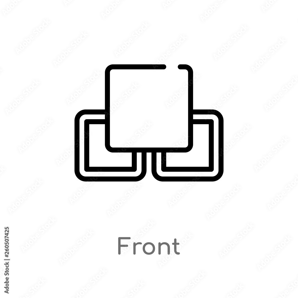 Aufkleber outline front vector icon. isolated black simple line element illustration from geometry concept. ed