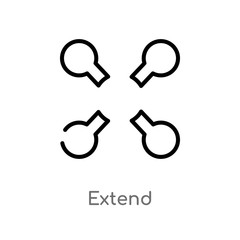 outline extend vector icon. isolated black simple line element illustration from geometry concept. editable vector stroke extend icon on white background