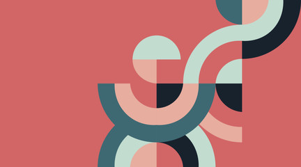 Abstract geometric composition with decorative parts of a circle. Abstract colorful geometric isometric background, can be used for wallpaper, template, poster, backdrop, book cover, brochure, leaflet
