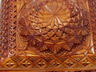 old beautiful wooden box on a white background