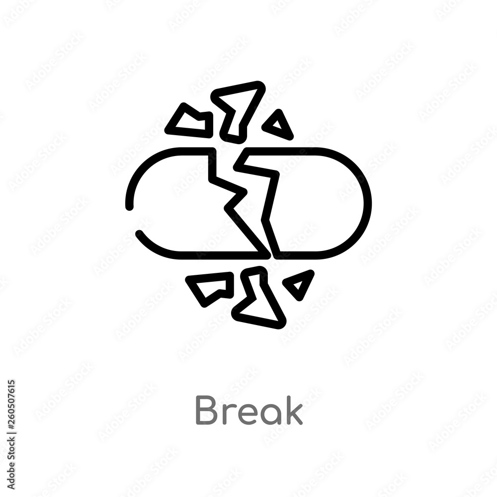 Poster outline break vector icon. isolated black simple line element illustration from geometry concept. ed