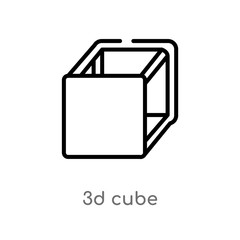 outline 3d cube vector icon. isolated black simple line element illustration from geometry concept. editable vector stroke 3d cube icon on white background