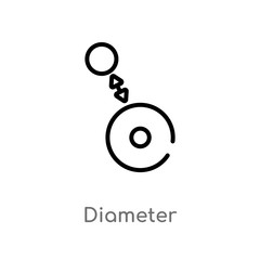 outline diameter vector icon. isolated black simple line element illustration from geometry concept. editable vector stroke diameter icon on white background