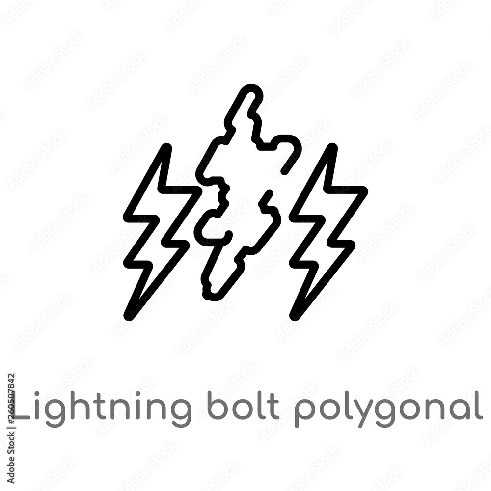 Poster outline lightning bolt polygonal vector icon. isolated black simple line element illustration from g