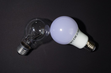 light bulb on black background