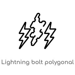 outline lightning bolt polygonal vector icon. isolated black simple line element illustration from geometry concept. editable vector stroke lightning bolt polygonal icon on white background