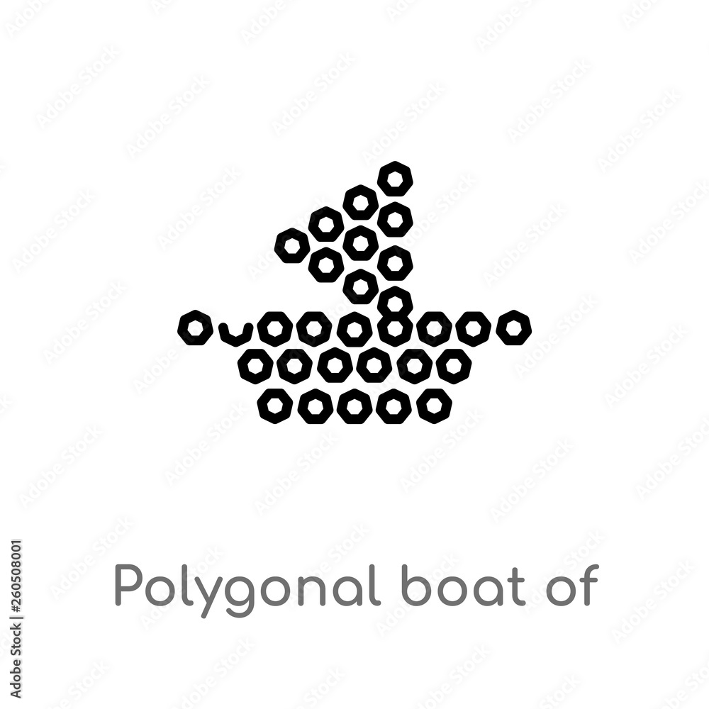 Poster outline polygonal boat of small triangles vector icon. isolated black simple line element illustrati