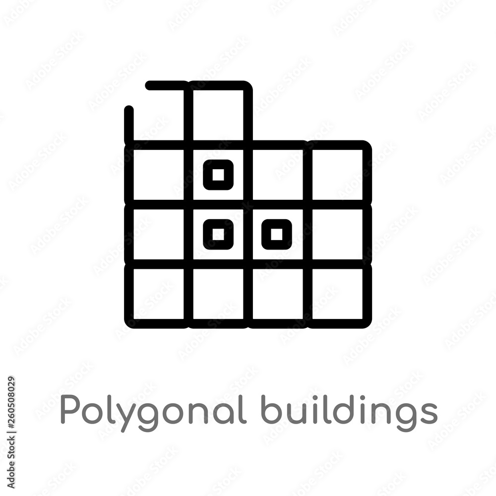 Poster outline polygonal buildings of small triangles vector icon. isolated black simple line element illus
