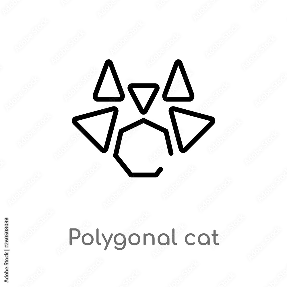 Poster outline polygonal cat vector icon. isolated black simple line element illustration from geometry con