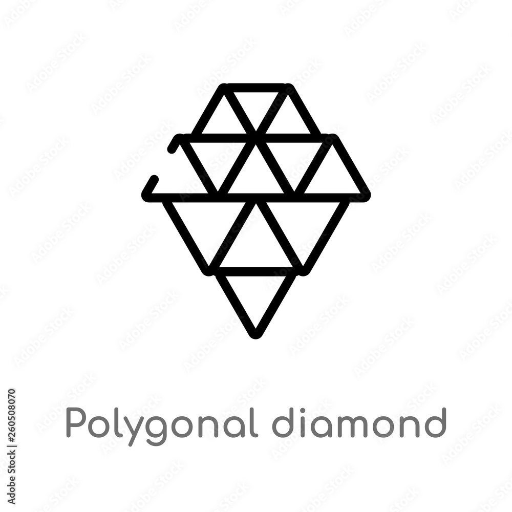 Poster outline polygonal diamond shape of small triangles vector icon. isolated black simple line element i
