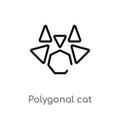 outline polygonal cat vector icon. isolated black simple line element illustration from geometry concept. editable vector stroke polygonal cat icon on white background