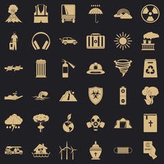 Dreadful disaster icons set. Simple style of 36 dreadful disaster vector icons for web for any design