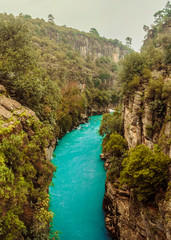 Koprucay river view from Manavgat, Antalya, Turkey. Koprulu Canyon.