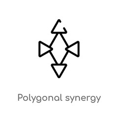 outline polygonal synergy shapes vector icon. isolated black simple line element illustration from geometry concept. editable vector stroke polygonal synergy shapes icon on white background