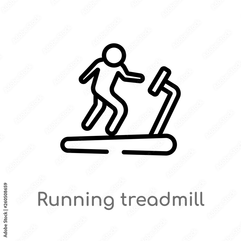 Poster outline running treadmill vector icon. isolated black simple line element illustration from gym and 