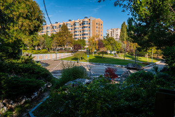 Modern Garden Prof. Caldeira Cabral outside metro station of Telheiras, Lumiar - Lisbon, Portugal