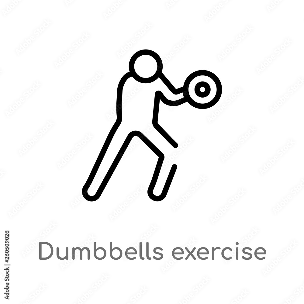 Poster outline dumbbells exercise vector icon. isolated black simple line element illustration from gym and