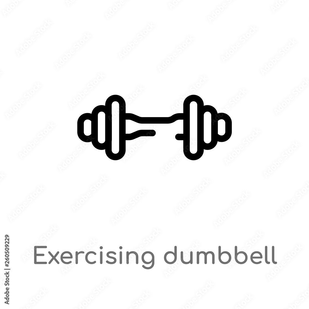 Poster outline exercising dumbbell vector icon. isolated black simple line element illustration from gym an