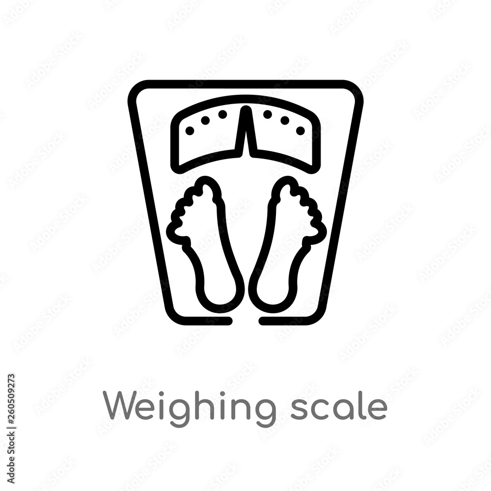 Poster outline weighing scale vector icon. isolated black simple line element illustration from gym and fit