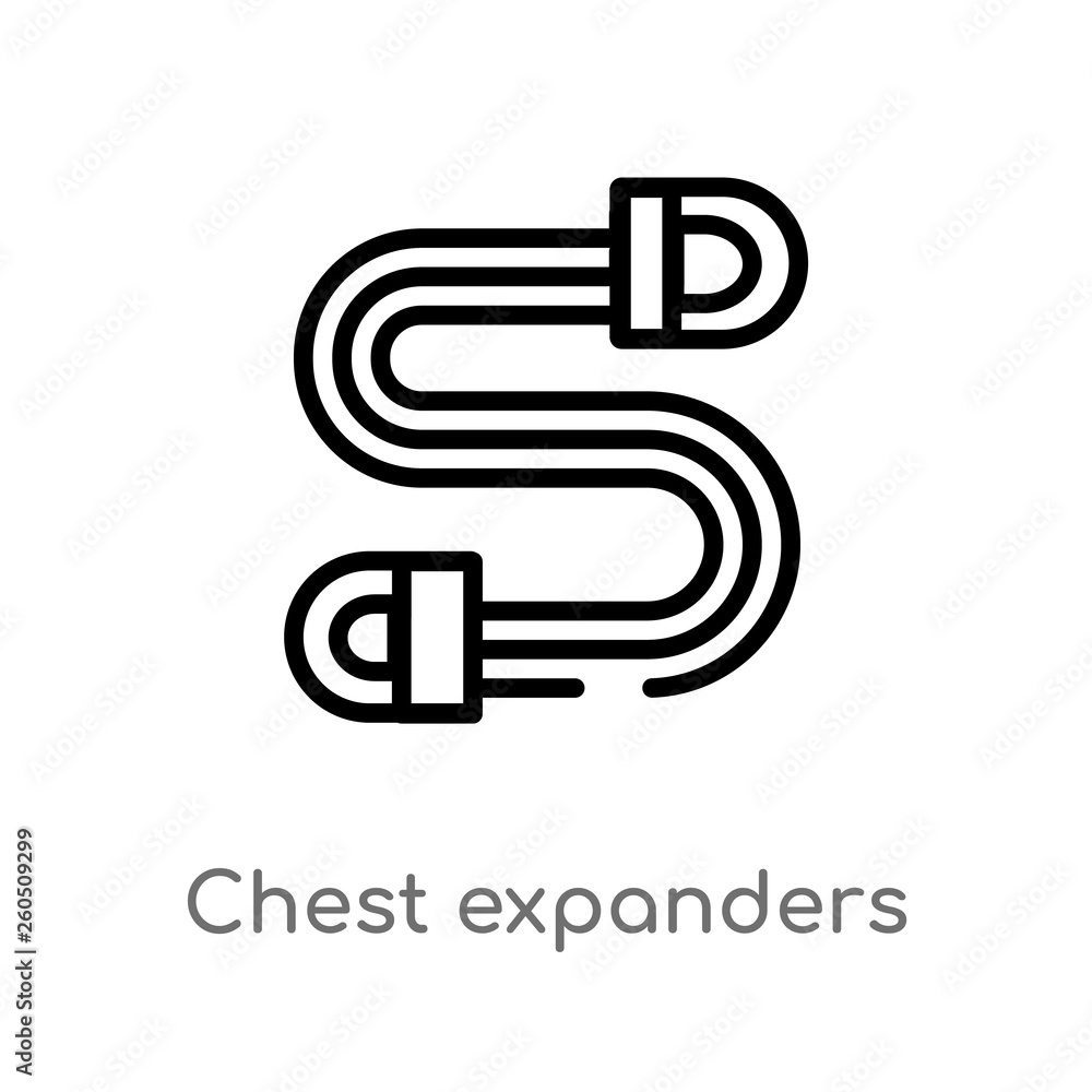 Poster outline chest expanders vector icon. isolated black simple line element illustration from gym and fi