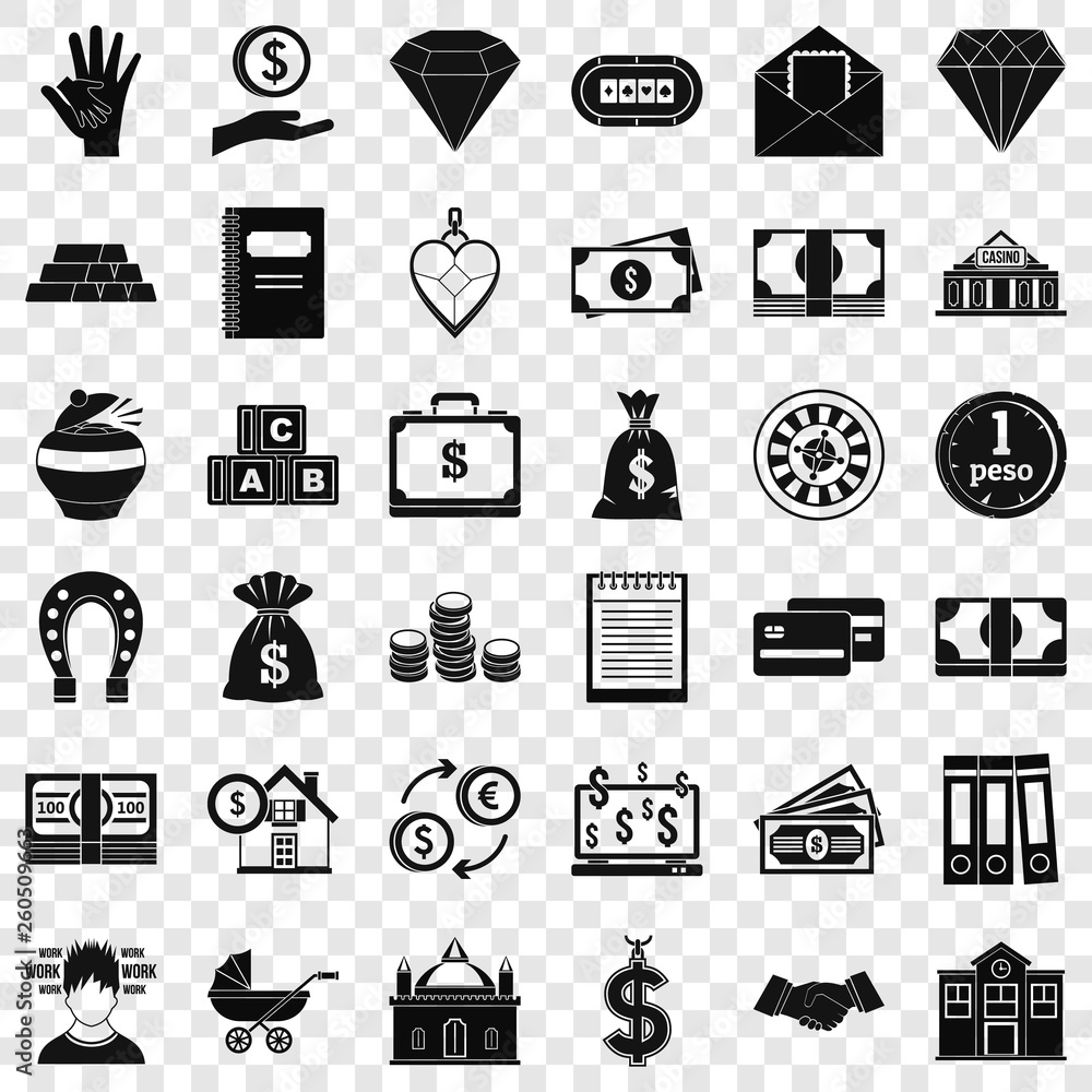Poster deposit icons set. simple style of 36 deposit vector icons for web for any design
