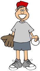 Small boy with a baseball and mitt