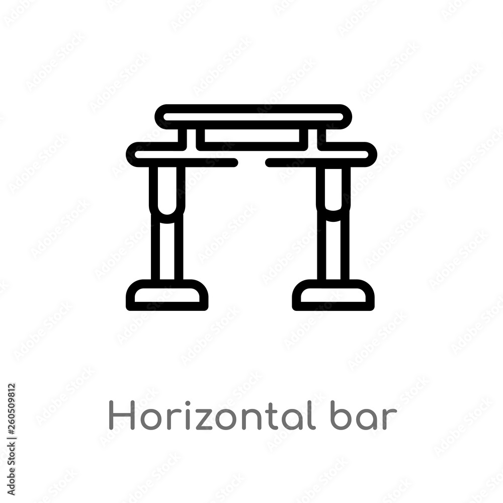 Poster outline horizontal bar vector icon. isolated black simple line element illustration from gym and fit