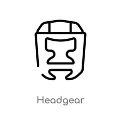 outline headgear vector icon. isolated black simple line element illustration from gym and fitness concept. editable vector stroke headgear icon on white background