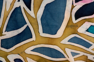 Golden tree branches, turquoise, hot batik, background texture, handmade on silk, abstract surrealism art