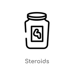 outline steroids vector icon. isolated black simple line element illustration from gym and fitness concept. editable vector stroke steroids icon on white background