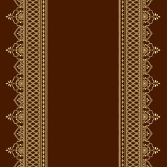 Obraz premium Set of seamless border ornament for design, Henna drawing, Mehndi and tattoo. Decorative pattern in ethnic oriental, Indian style.