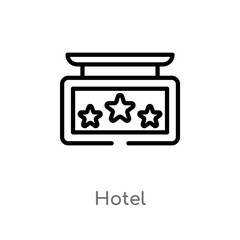 outline hotel vector icon. isolated black simple line element illustration from hotel and restaurant concept. editable vector stroke hotel icon on white background